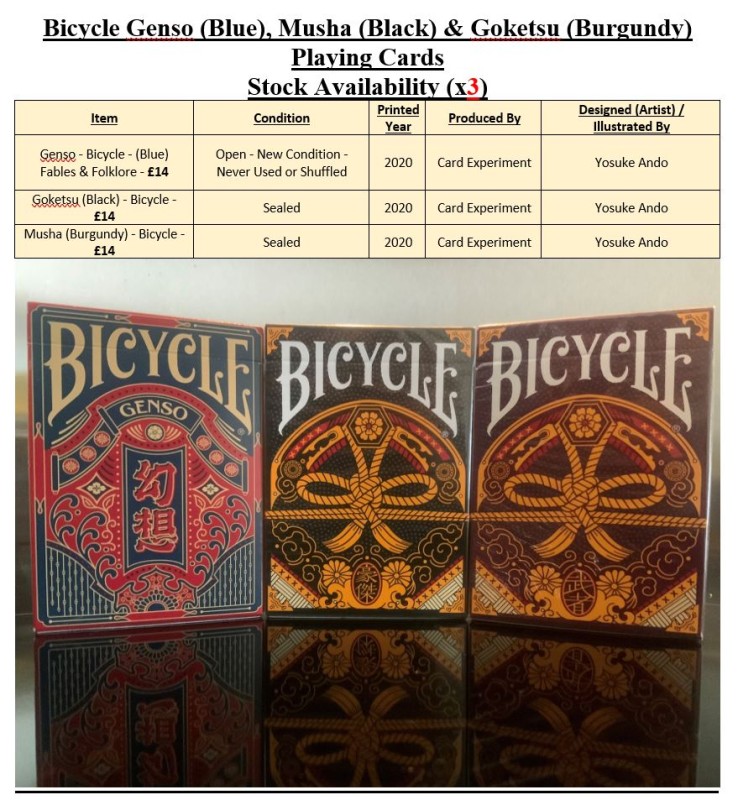 Bicycle Genso, Musha and Goketsu Playing Cards