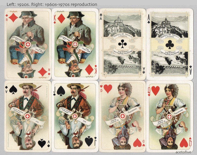 In reproductions, the card value appears above the suit symbol.